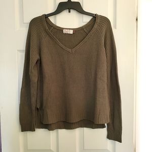 Olive Green V-Neck Sweater
